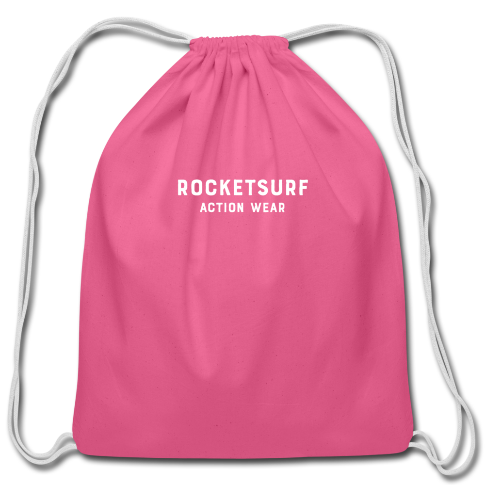 Cotton Drawstring Bag - RocketSurf Logo - pink
