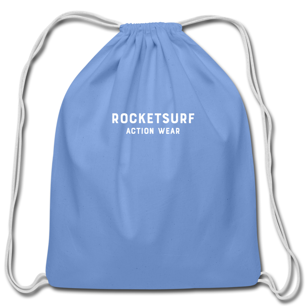 Cotton Drawstring Bag - RocketSurf Logo - carolina blue
