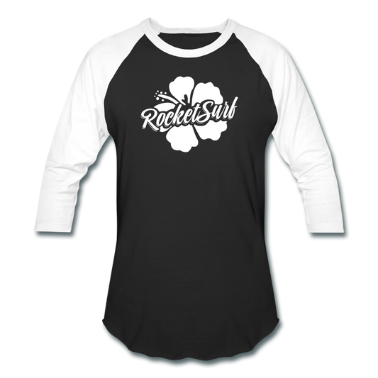 Baseball T-Shirt - White Flower - black/white