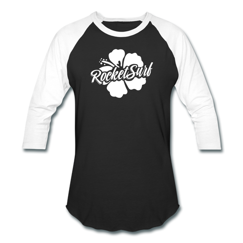 Baseball T-Shirt - White Flower - black/white