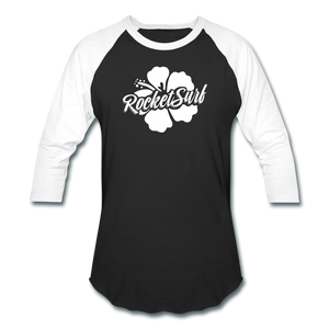Baseball T-Shirt - White Flower - black/white
