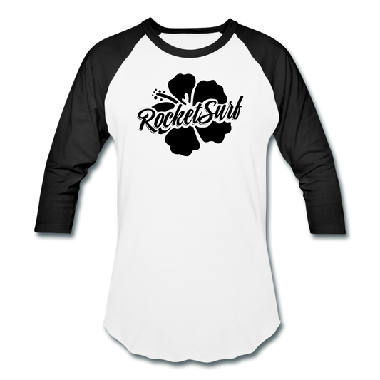 Baseball T-Shirt - Black Flower - white/black