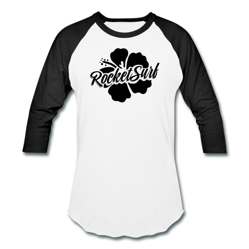 Baseball T-Shirt - Black Flower - white/black