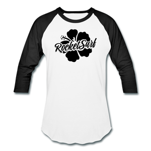 Baseball T-Shirt - Black Flower - white/black