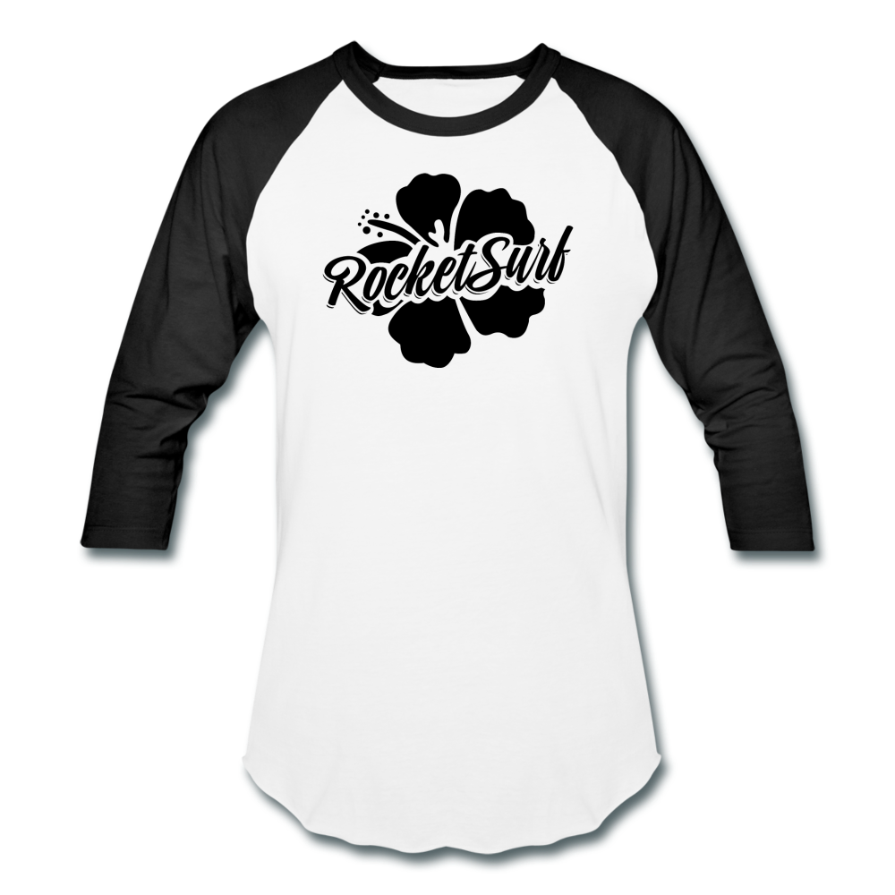 Baseball T-Shirt - Black Flower - white/black