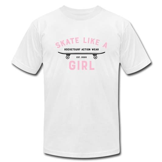 Skate Like A Girl Unisex Jersey T-Shirt - Pink Letters - white