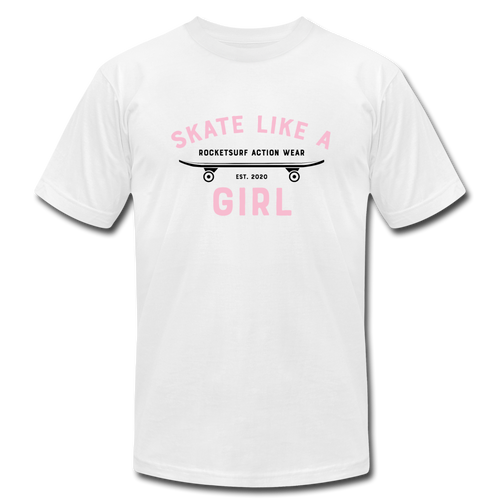 Skate Like A Girl Unisex Jersey T-Shirt - Pink Letters - white