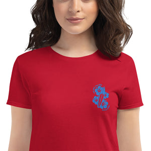 Women's short sleeve Live Free Live Now - Teal Embroidery
