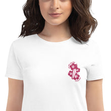 Load image into Gallery viewer, Live Free Live Now Women&#39;s short sleeve - Fuchsia Embroidery